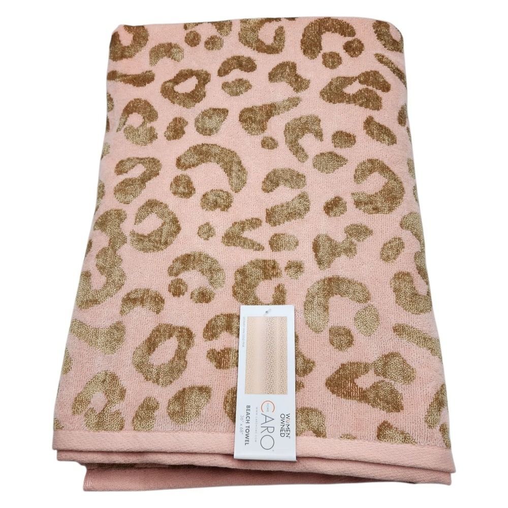 Caro Home Women Owned Absorbent Pool Beach Towel Leopard Skin Gold‎ Pink 36x68in